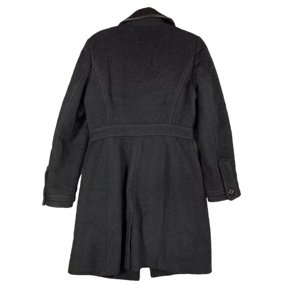 Coach Pea Coat womens Small button‎ pockets Mohair Wool Blend Leather Trim black - Picture 2 of 7